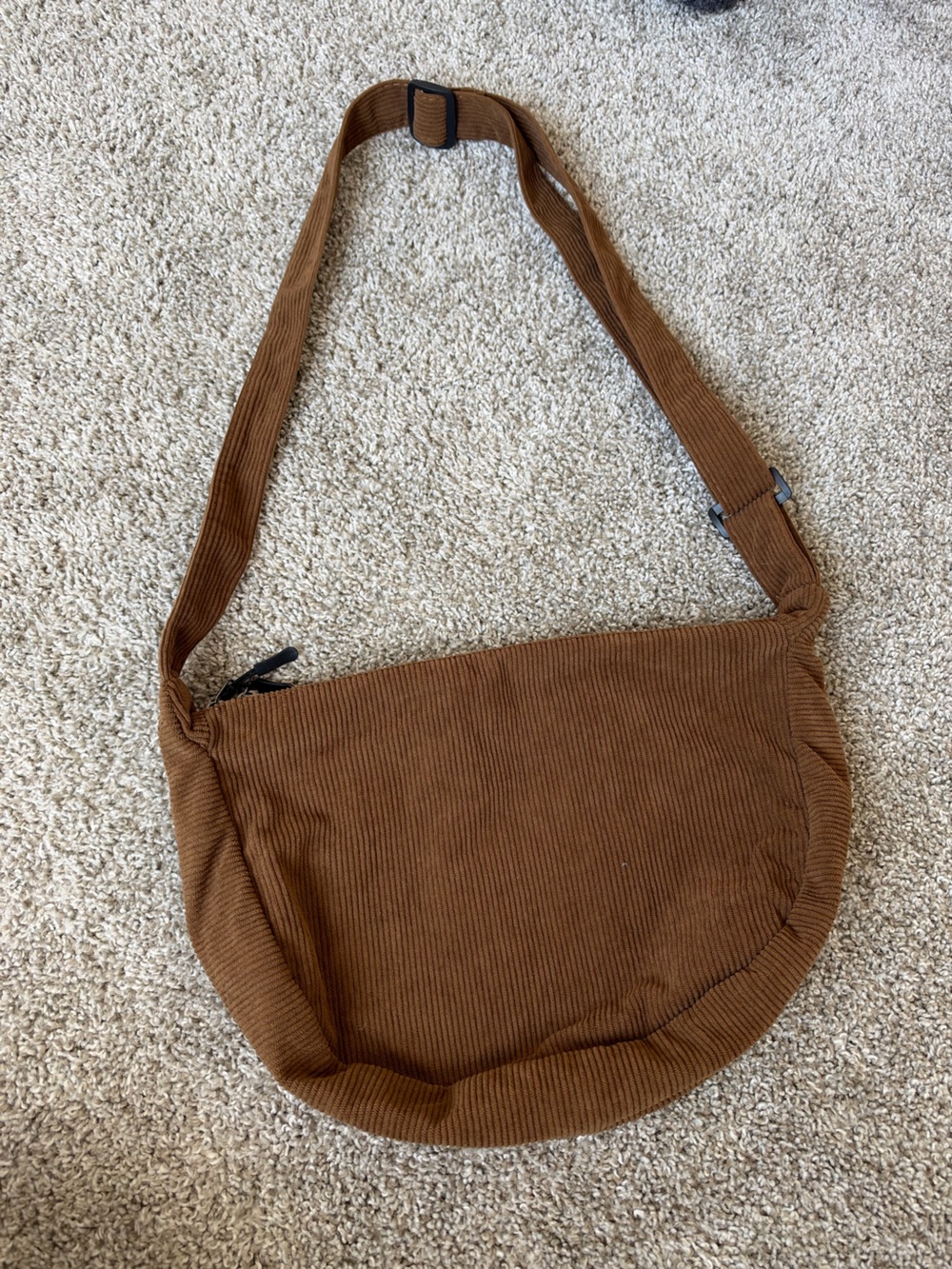 Brown Corduroy Crossbody Bag - Unbranded